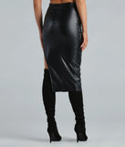 Keep It Tight Faux Leather Slit Midi Skirt