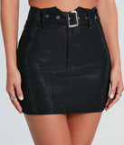 Shine Type Rhinestone Belted Mini Skirt