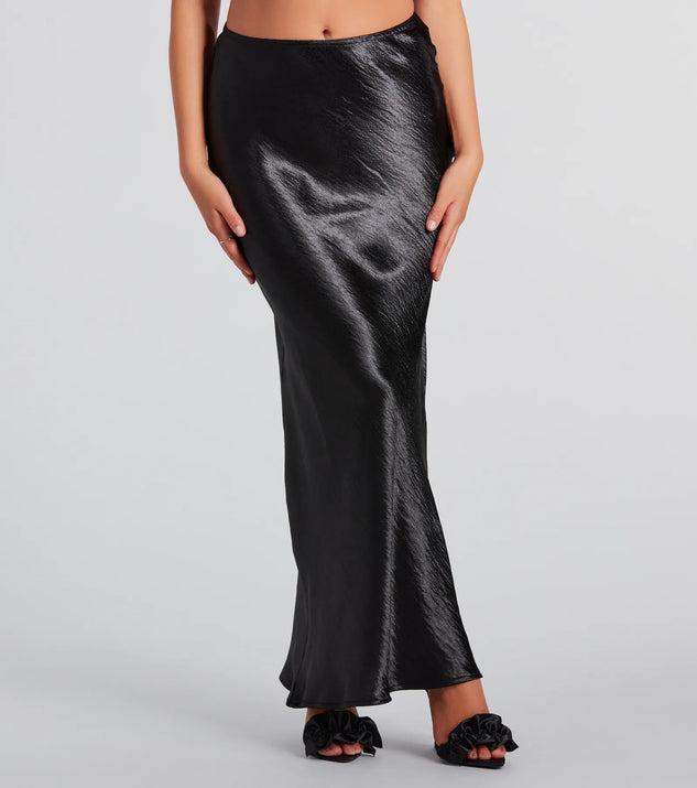 [Margesherwood ] / ☆ CRINKLED SATIN SKIRT/ black Crinkle Skirt – Black – Women – ARKET NO