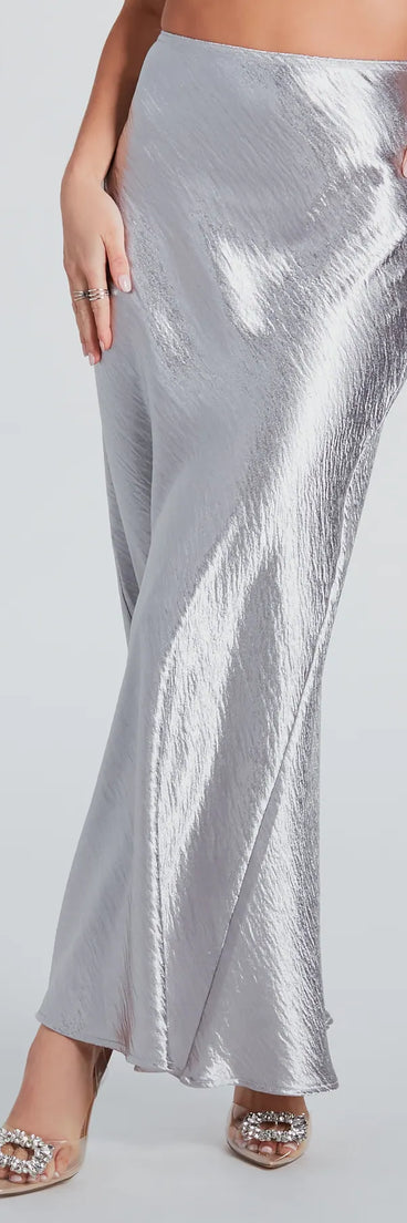 Iconic Sheen Crinkle Satin Maxi Skirt