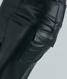 Chic Structure Faux Leather Cargo Midi Skirt