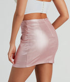 Attention Please Metallic Faux Leather Mini Skirt