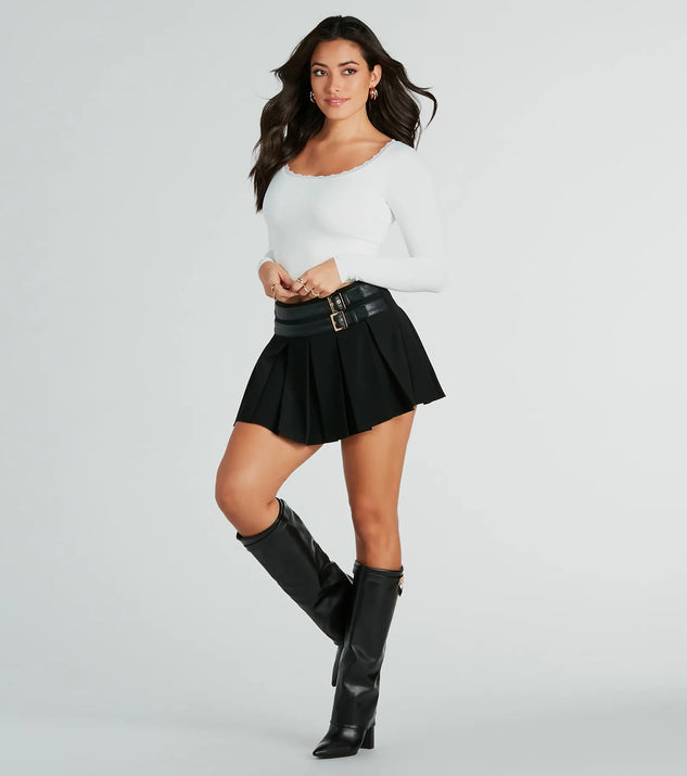 Play Time Double Belt Woven Mini Skirt | Windsor
