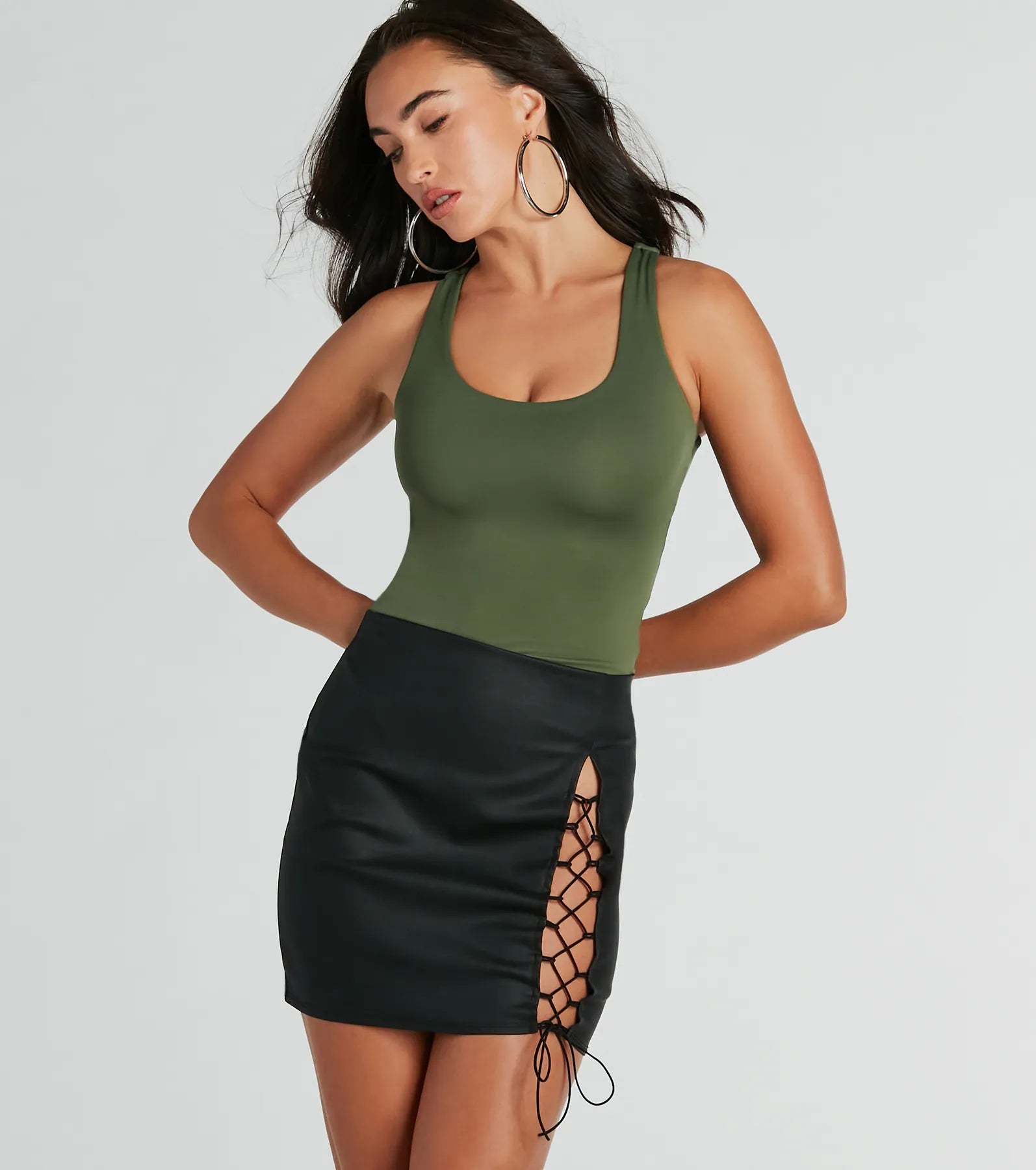 Babe Alert Lace-Up Woven Mini Skirt | Windsor