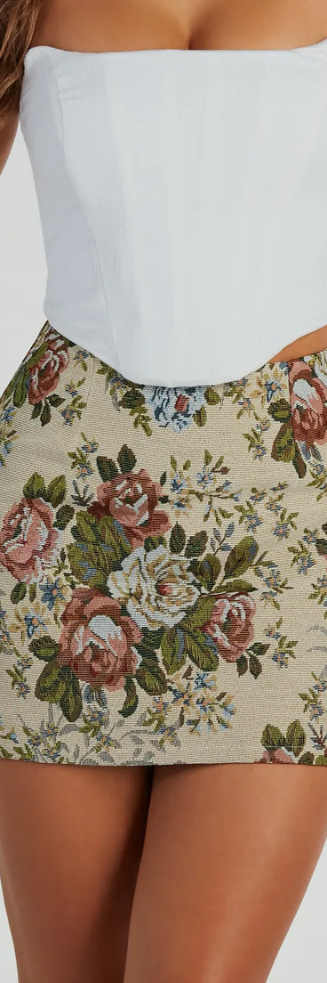 Playful Distraction Lace-Up Tapestry Mini Skirt