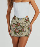 Playful Distraction Lace-Up Tapestry Mini Skirt