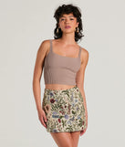 Striking Bliss High-Rise Floral Tapestry Mini Skirt