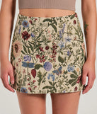 Striking Bliss High-Rise Floral Tapestry Mini Skirt