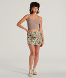 Striking Bliss High-Rise Floral Tapestry Mini Skirt