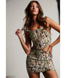 Striking Bliss High-Rise Floral Tapestry Mini Skirt