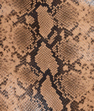 The Certfied Charmer High Rise Snake Mini Skirt is a trendy women's bottom in brown, designed with modern details and alluring textures to complete chic outfits for 2025.