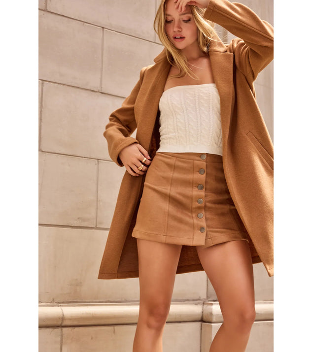 Darling Details Button Down Faux Suede Mini Skirt | Windsor Darling Details Button Down Faux Suede Mini Skirt | Windsor