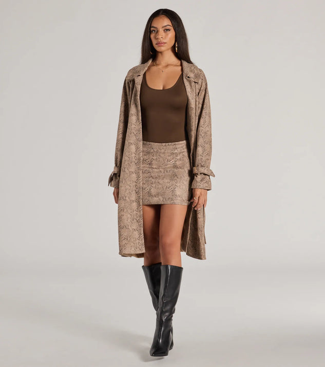 Chic Mood Snake Print Faux Suede Mini Skirt | Windsor