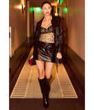 The Sleek Edge Faux Leather Mini Skirt in black is an elevated pick for your best outfit yet, effortlessly delivering a polished look that's sure to turn heads at any celebration.