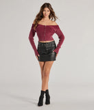 Create bold, fashion-forward looks for spring or summer with the City Chic Faux Leather Belted Mini Skirt in black, a must-have piece from Windsor’s collection of stylish bottoms for women.