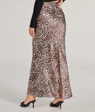 The It-Girl Chic Leopard Print Satin Maxi Skirt is a trendy women's bottom in leopard print, designed with modern details and alluring textures to complete chic outfits for 2025.