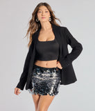 Celebrate in style with this stunning pewter going-out outfit essential, the Radiant Twinkle Sequin Mini Skirt, featuring the latest statement-making details and a glamorous design perfect for any festive 2025 event.