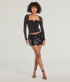 The Dance The Night Away Sequin Mini Skirt is a trendy women's bottom in black, designed with modern details and alluring textures to complete chic outfits for 2025.