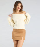 The Keeping It Simple Faux Suede Slit Mini Skirt is a trendy women's bottom in tan, designed with modern details and alluring textures to complete chic outfits for 2025.