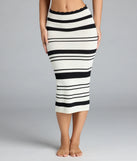 Choosing the black skirt says you’re ready to show off in the Way She Moves Striped Midi Skirt, a warm-weather staple that elevates your outfit and seasonal style.