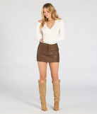 Create bold, fashion-forward looks for summer with the Sleek Style Sense Bodycon Mini Skirt in brown, a must-have piece from Windsor’s collection of stylish bottoms for women.