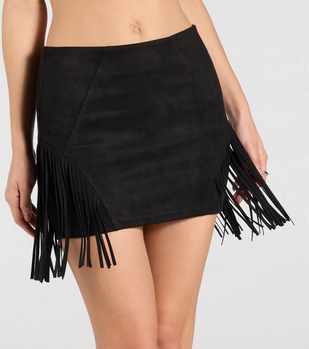 Fringe Attitude Faux Suede Mini Skirt | Windsor Fringe Attitude Faux Suede Mini Skirt | Windsor