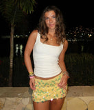 Choosing the yellow skirt says you’re ready to show off in the Night Moves Sequin Mini Skirt, a warm-weather staple that elevates your outfit and seasonal style.