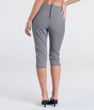 Pair the Stylish Strolls High-Rise Gingham Capri Pants with your favorite crop or bodysuit for effortless warm-weather looks with on-trend black pants that speak your style.