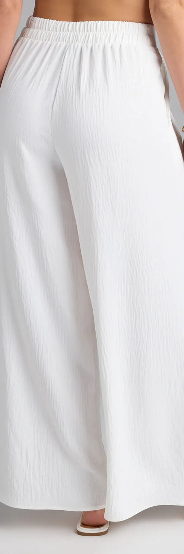 Stay polished and comfortable in the Weekend Vibes Wide-Leg Palazzo Pants, trendy ivory pants for women that transition from everyday looks to weekend slay.