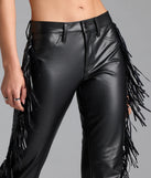 The Spicing Things Up Mid-Rise Flare Fringe Pants in black brings edge and energy to your vibe, ready to elevate any festival look or concert outfit.