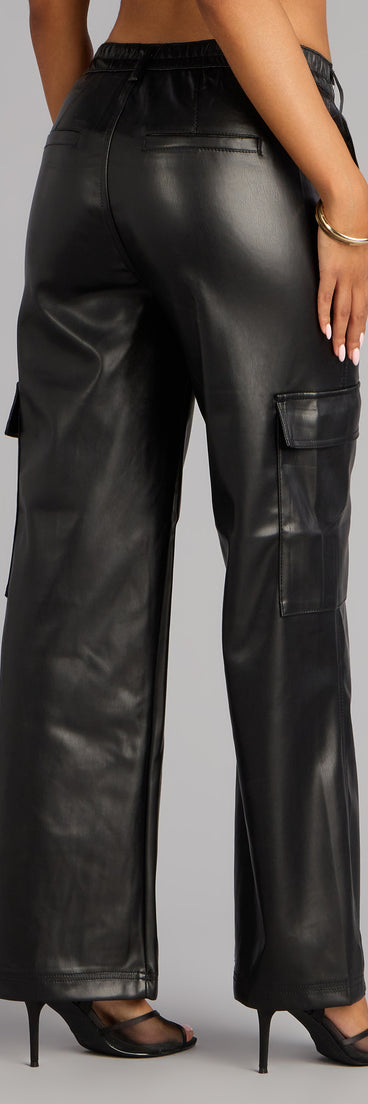 Street Code Faux Leather Cargo Pants