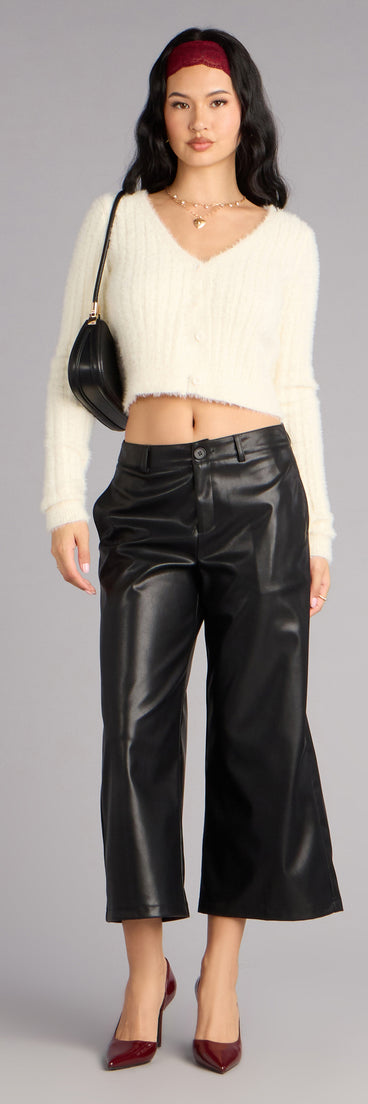 Cool Girl Sleek Faux Leather Cropped Pants