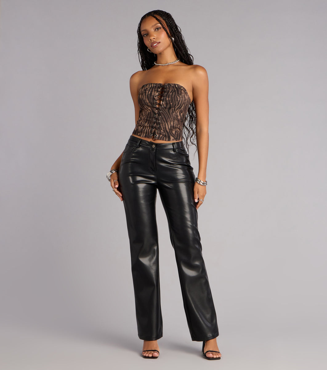 No Second Guess Faux Leather Straight Leg Pants & Windsor