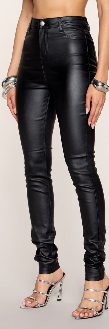 High-Rise Coated Skinny Pants