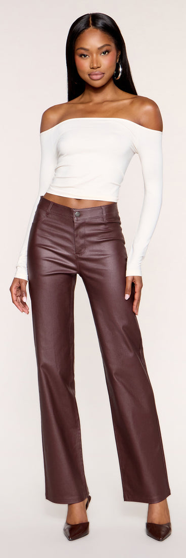 Straight Up Mid-Rise Faux Leather Pants