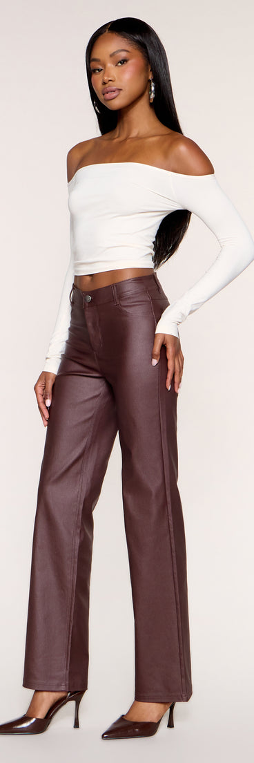 Straight Up Mid-Rise Faux Leather Pants