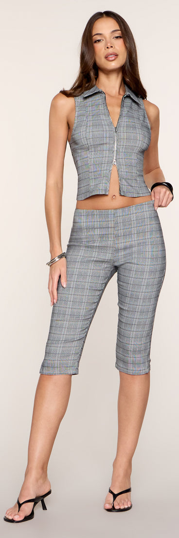 Plaid Attitude Mid-Rise Capri Pants
