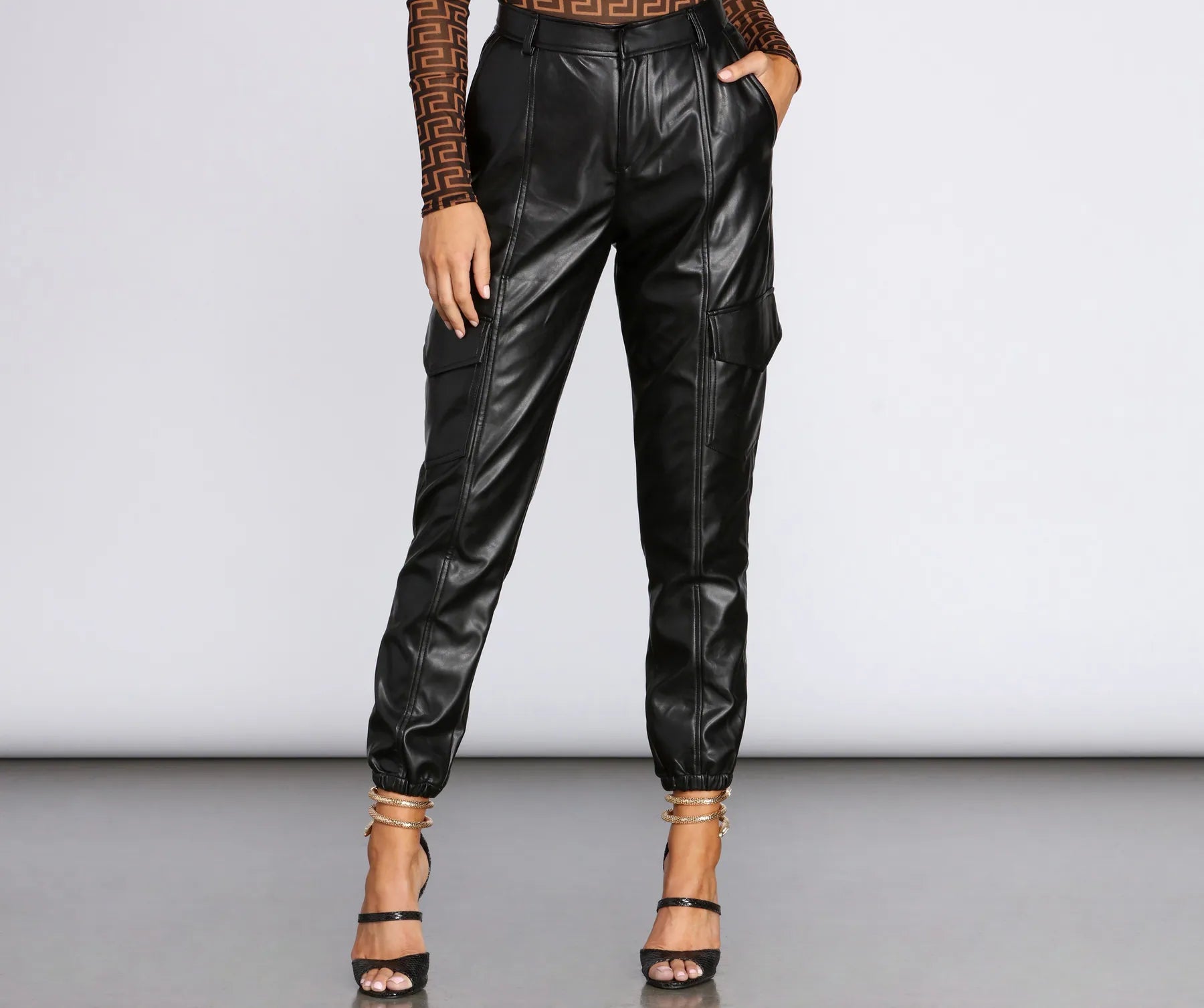 Faux Leather Cargo Joggers | Windsor