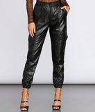 Faux Leather Cargo Joggers