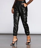 Faux Leather Cargo Joggers