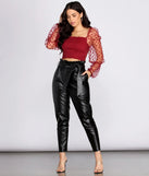 Paper Bag Tie Waist PU Tapered Pants