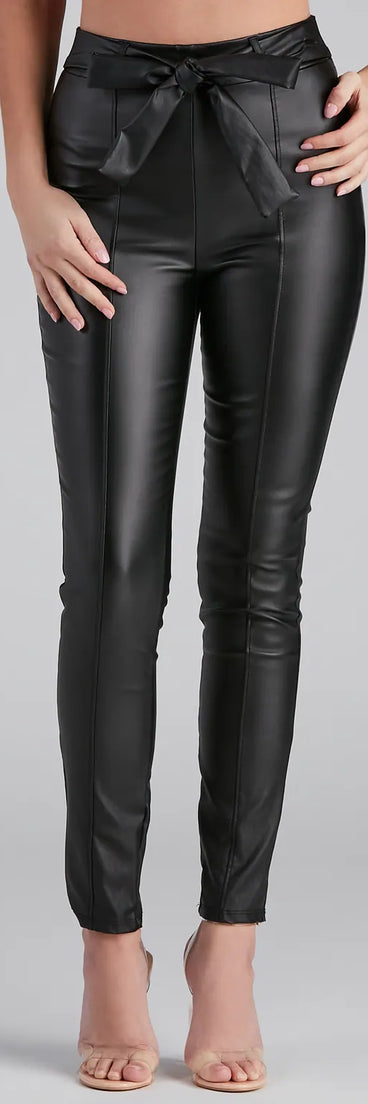 High Waist Faux Leather Skinny Pants