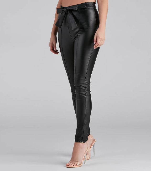 【diante】SYNTHETIC LEATHER SKINNY PANTS High Waist Faux Leather Skinny Pants | Windsor