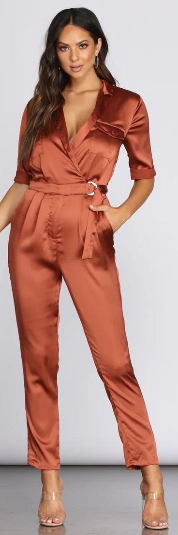 Satin Utility Jumpsuit