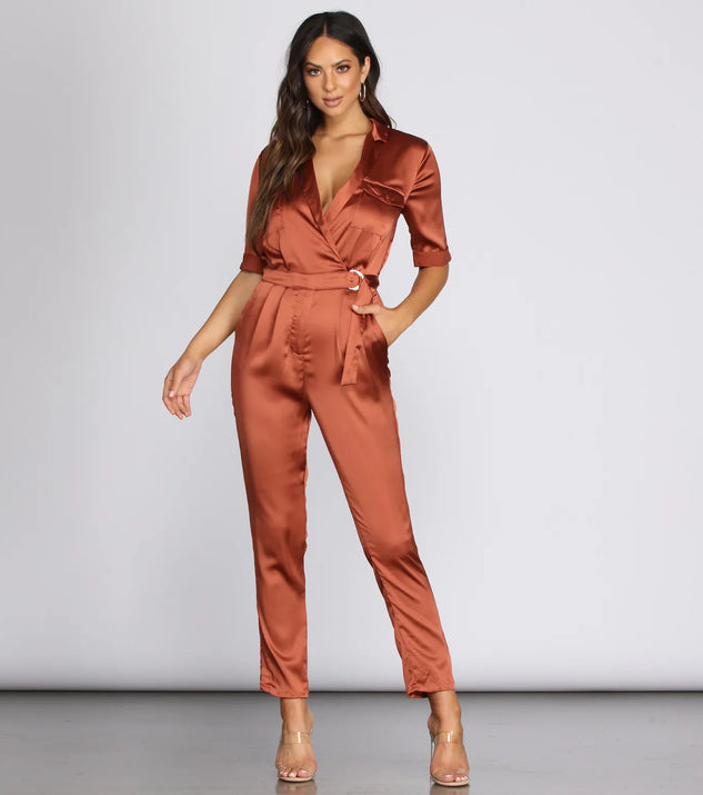Satin Utility Jumpsuit