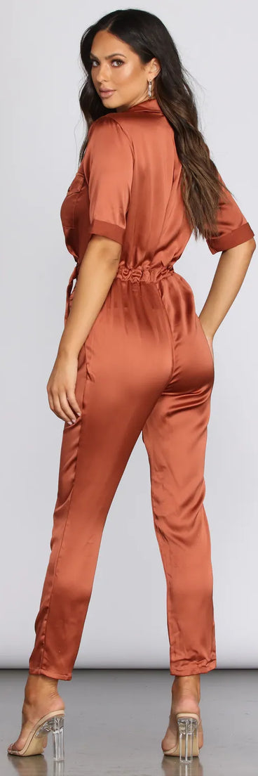 Satin Utility Jumpsuit