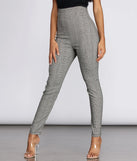 High Waist Glen Plaid Fitted Pants