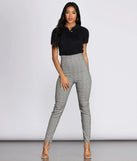 High Waist Glen Plaid Fitted Pants