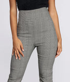 High Waist Glen Plaid Fitted Pants