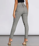 High Waist Glen Plaid Fitted Pants